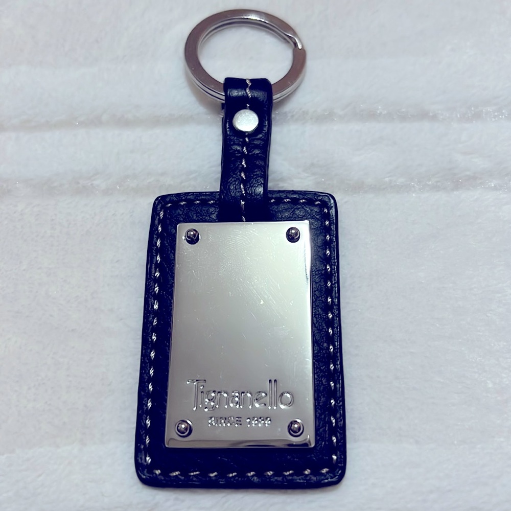 Tignanello Since 1989 Brown Leather Stainless Steel Keychain / Bag Charm